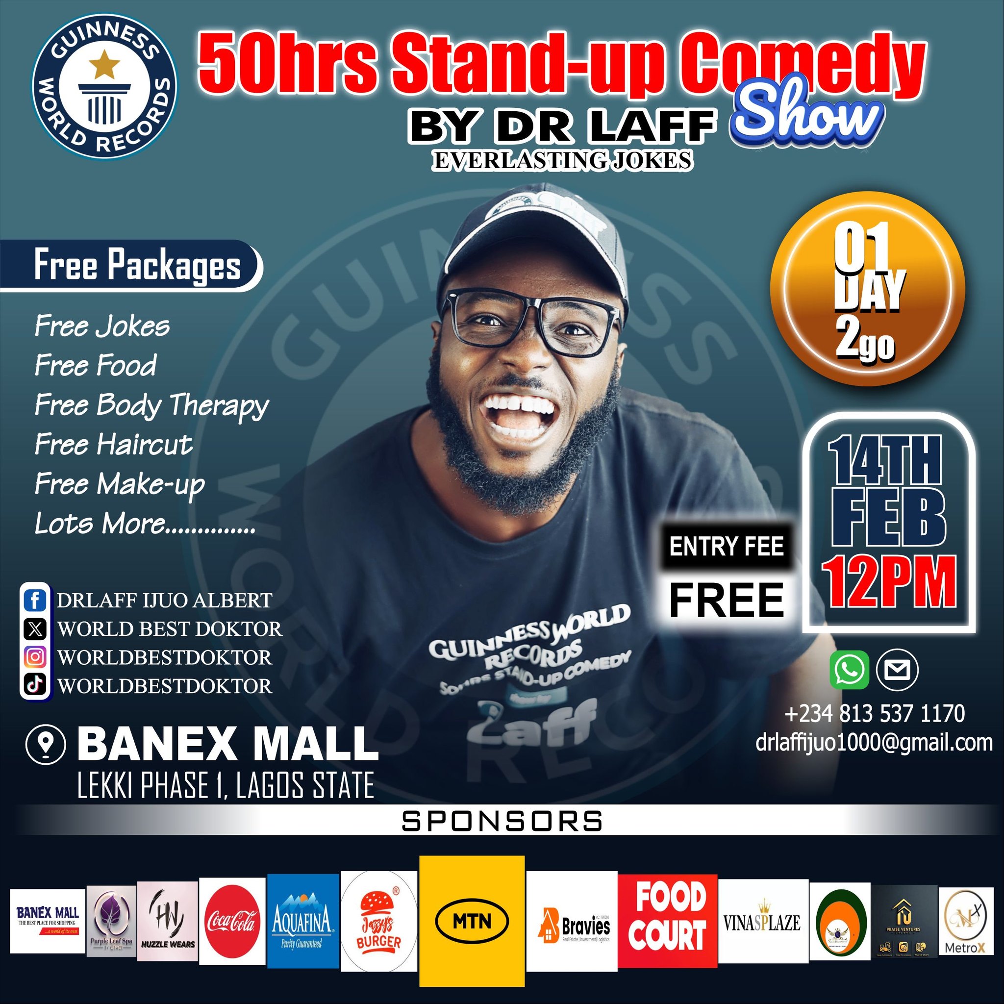 Drlaff Albert Ijuo - Comdey marathon Guinness World Records