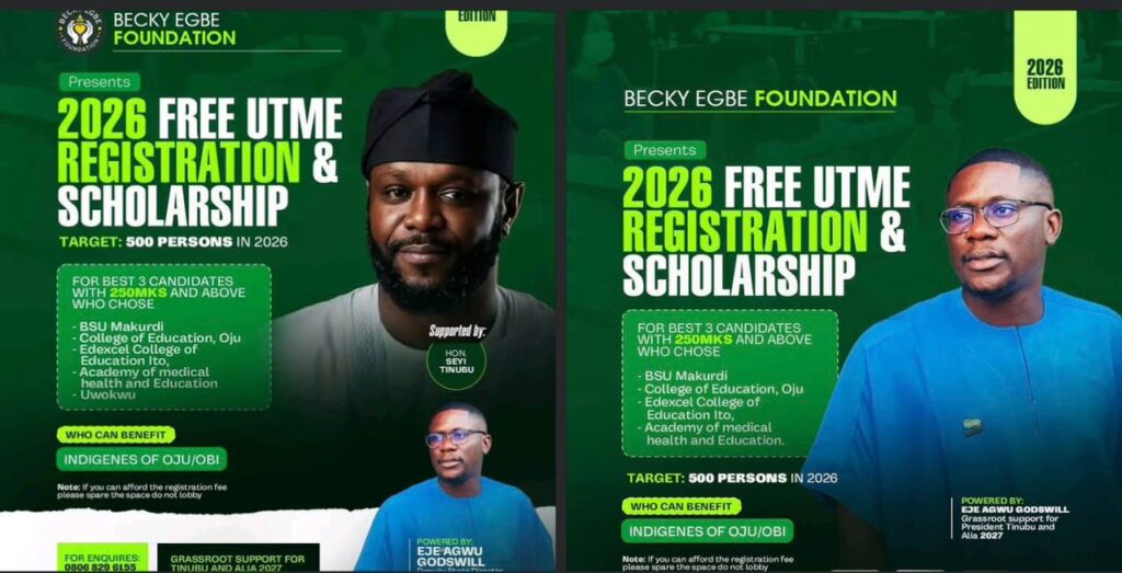 Becky Egbe Foundation Scales Up 2nd Annual UTME Empowerment as Hon. Agwu Godswill Eje Sponsors Full Scholarships for Top Scorers